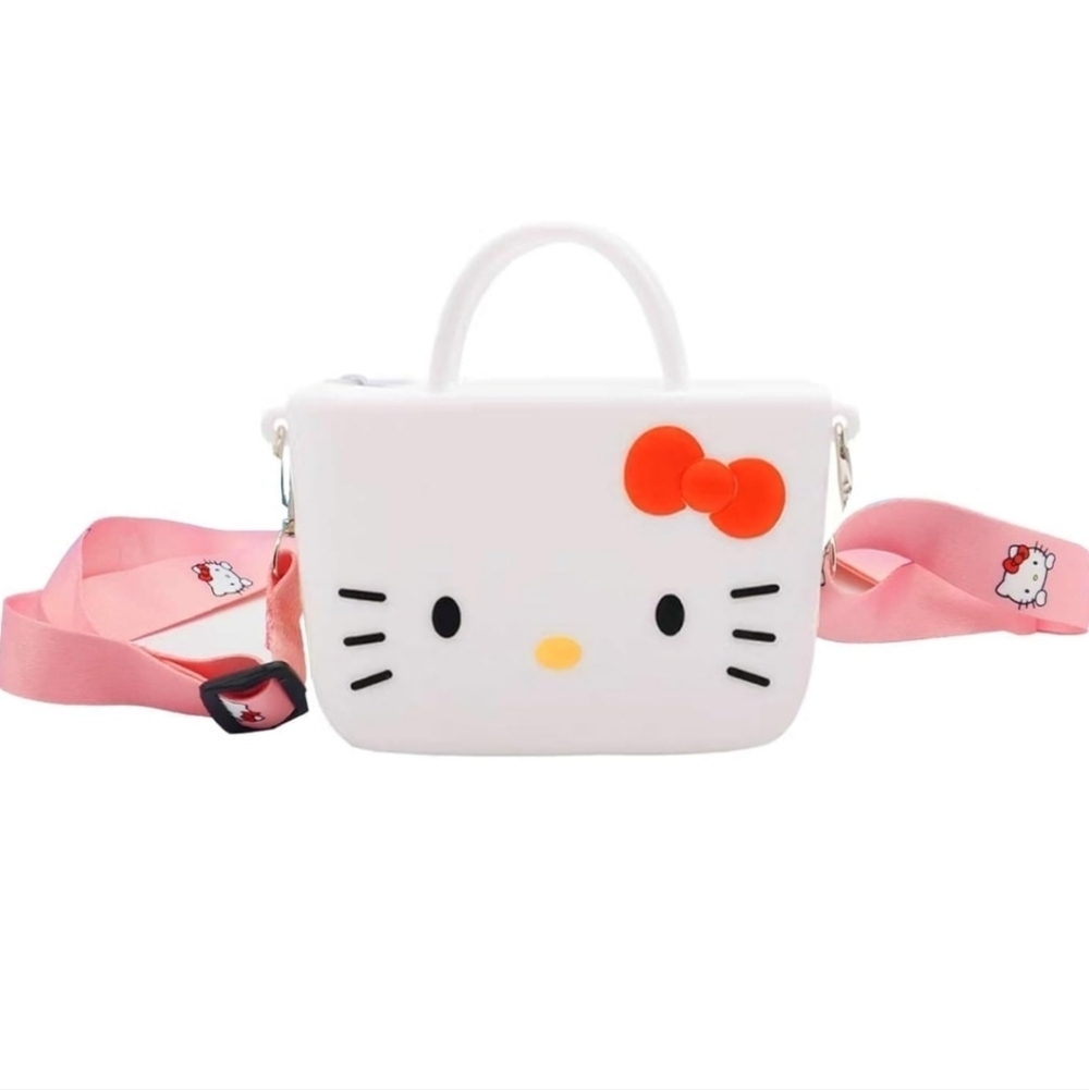 Hello Kitty White and Pink Kids Crossbody Bag Kitty Cat Crossbody Bag with Adjus